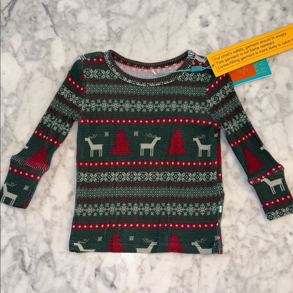 NWT Posh Peanut Green & Red Kids Christmas Pajama Set - Picture 2 of 5